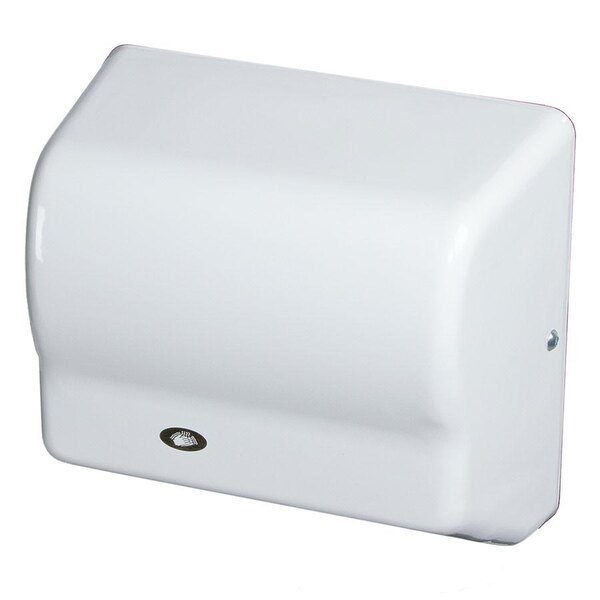 An American Dryer GX1-M Global automatic hand dryer with a white steel cover.
