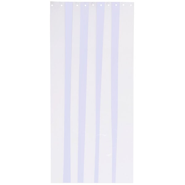 A white background with white and blue striped Curtron replacement door strips.