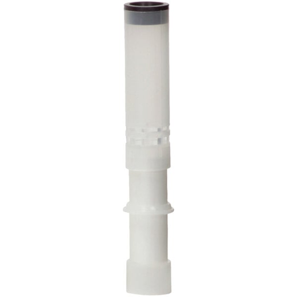 A white plastic tube with a black top and black lines.