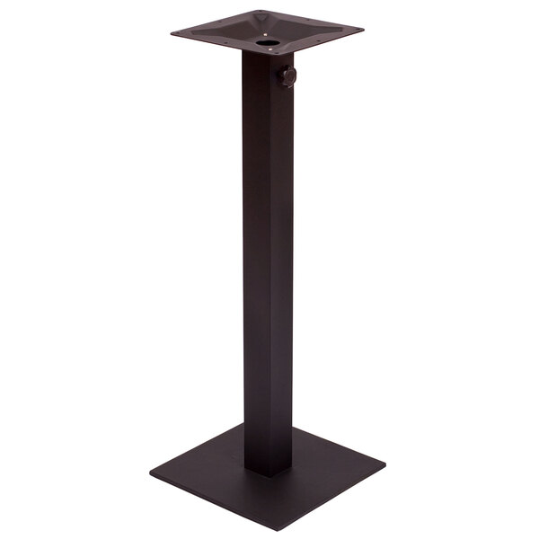 BFM Seating Margate Bar Height Outdoor / Indoor 24" Black Square Table Base with Umbrella Hole