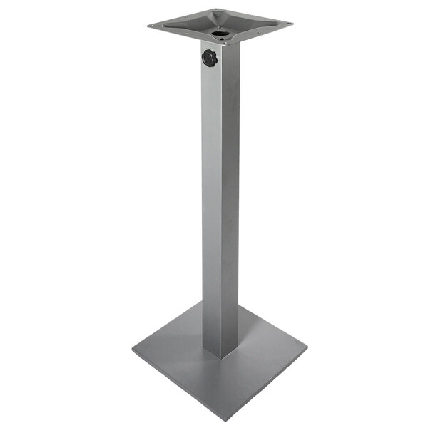 BFM Seating PHTB24SQSVTU Margate Bar Height Outdoor / Indoor 24" Silver Square Table Base with Umbrella Hole