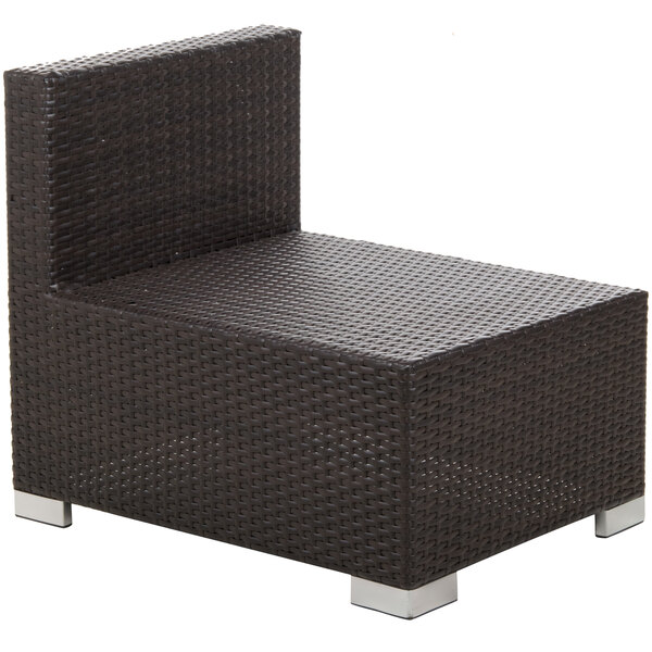 BFM Seating PH5101JV-M Aruba Java Wicker Outdoor / Indoor Armless Cushion Chair