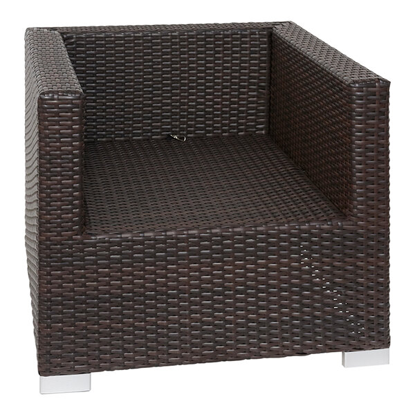 BFM Seating Aruba Java Wicker Outdoor / Indoor Armchair with Left and Right Armrests