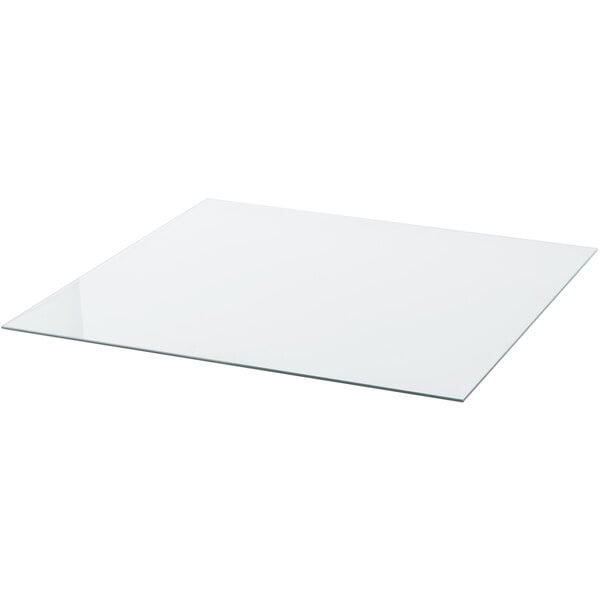 A square glass surface on a white background.