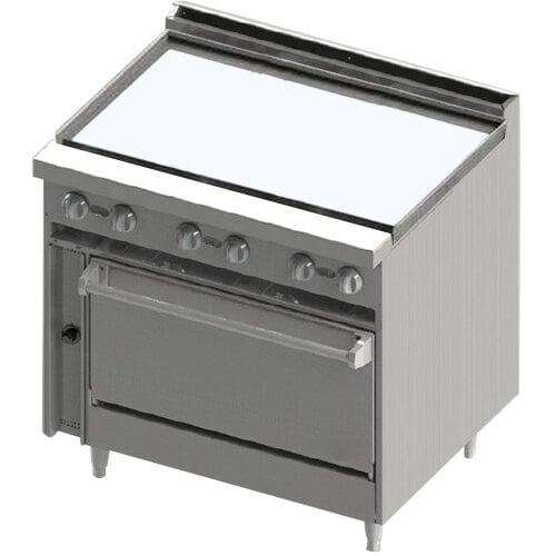 Blodgett BR-36G-36C Natural Gas 36" Manual Range with Griddle Top and Convection Oven Base - 102,000 BTU