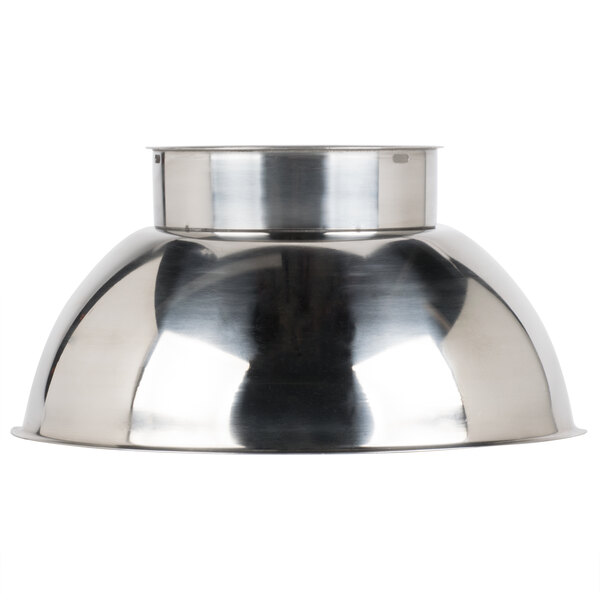 An Avantco silver bowl guard on a white background.