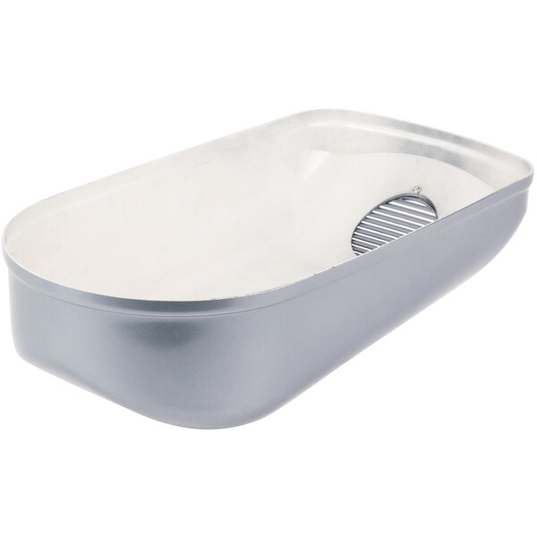 A silver Avantco 40 quart tub cover with a drain.