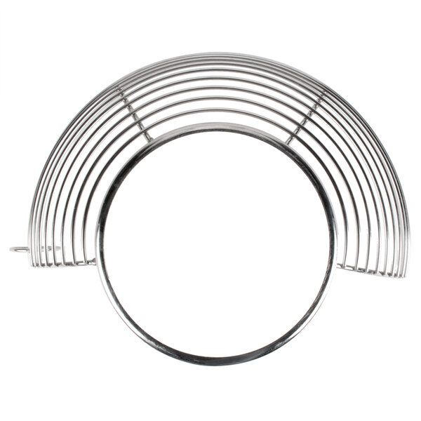 An Avantco 30 qt. mixer front bowl guard, a circular metal ring with a metal band.