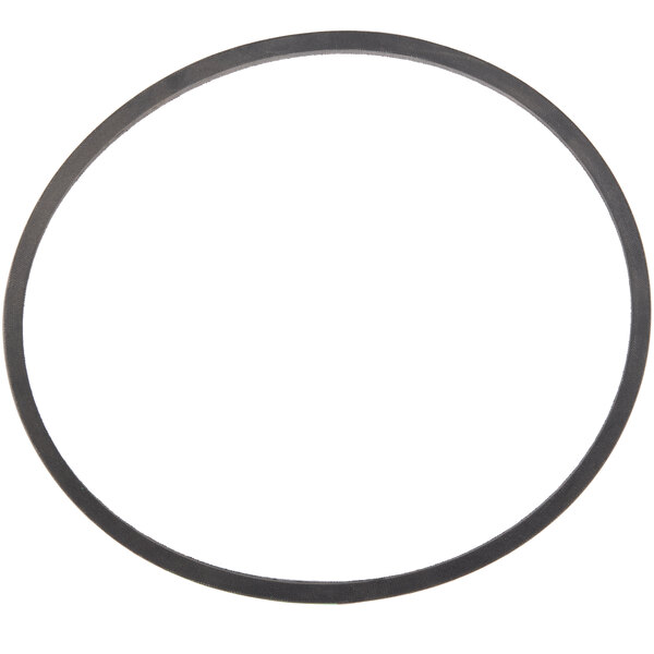 A black rubber belt with a black circle on a white background.