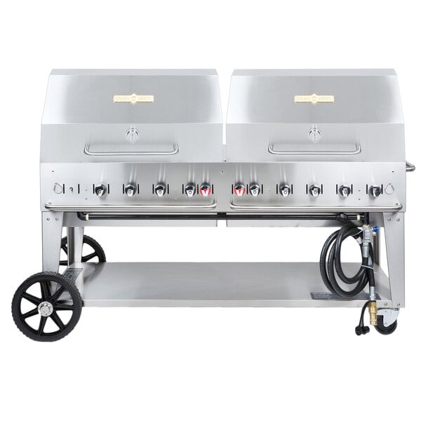 Crown Verity MCB-72RDP Natural Gas 72" Mobile Outdoor Grill with Roll Dome Package