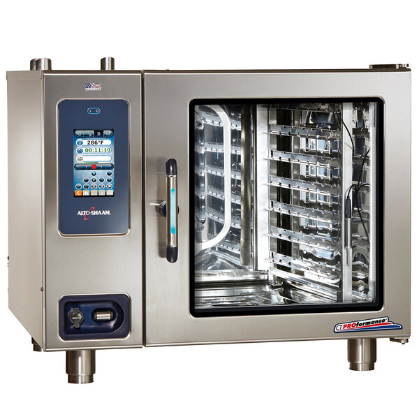 An Alto-Shaam Combitherm Proformance electric boiler-free combi oven with a door open.