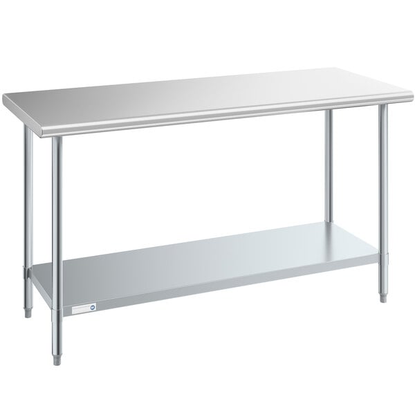 24" x 60"Adjustable Table Work Prep Undershelf Restaurant Indoor Stainless Steel 