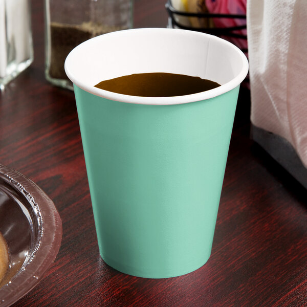 Creative Converting 318875 9 oz. Fresh Mint Green Poly Paper Hot / Cold Cup - 240/Case