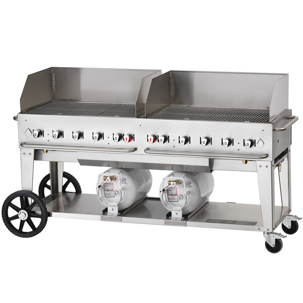 Crown Verity CCB-72WGP 72" Outdoor Club Grill with 2 Horizontal Propane Tanks and Wind Guard Package