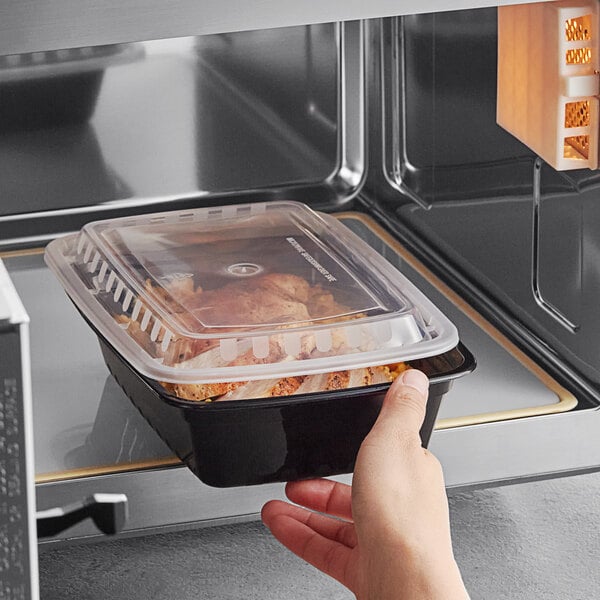 38oz Black Microwavable Food Storage Rectangular Container with Lids –  EcoQuality Store