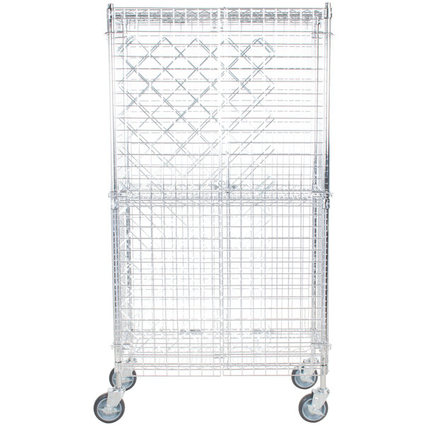 Regency 18" x 36" Chromate Finish Mobile Wire Wine Rack Kit with 64