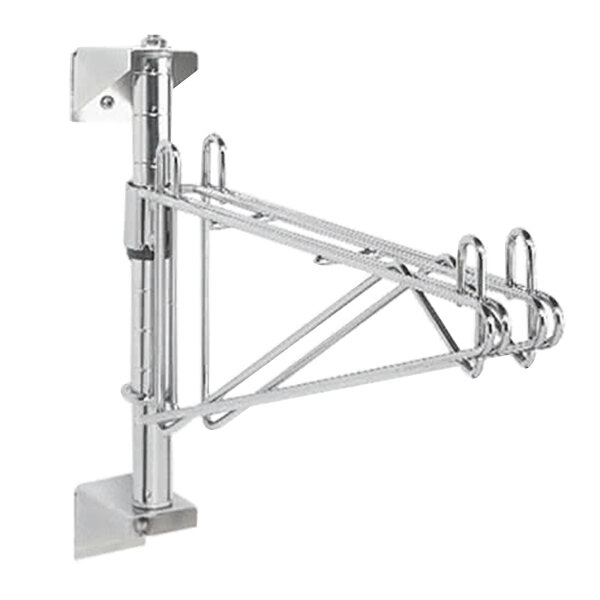 A silver chrome Metro wall mount post with three hooks.