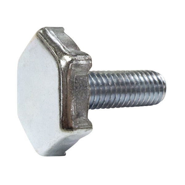 A close-up of a True 1 1/2" leveling screw with a nut on it.