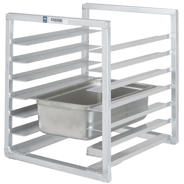 A Channel RIUTR-7 sheet pan rack with pans inside.