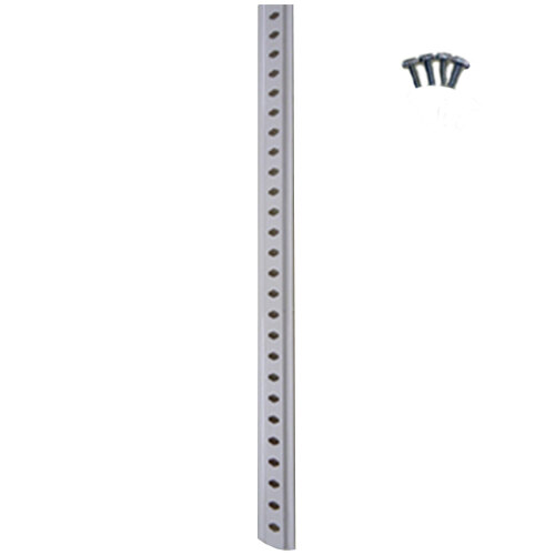 A metal True shelf standard with screws and nuts.