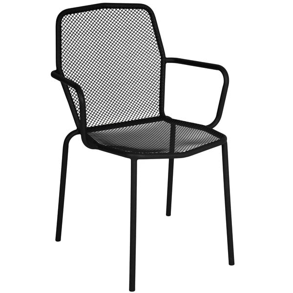 BFM Seating DV354BL Avalon Black Stackable E-Coated Steel Outdoor / Indoor Arm Chair