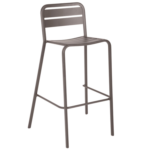 BFM Seating DV552ER Vista Earth Stackable Aluminum Outdoor / Indoor Bar Height Chair