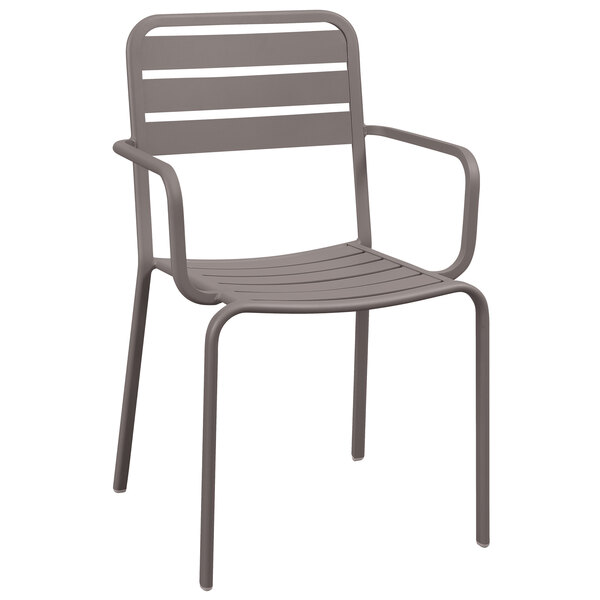 BFM Seating DV352ER Vista Earth Stackable Aluminum Outdoor / Indoor Arm Chair