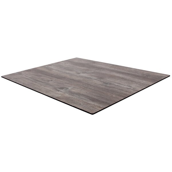 BFM Seating Tribeca 36" x 36" Square Driftwood Composite Laminate Outdoor Table Top with Knife Edge for BFM Table Bases