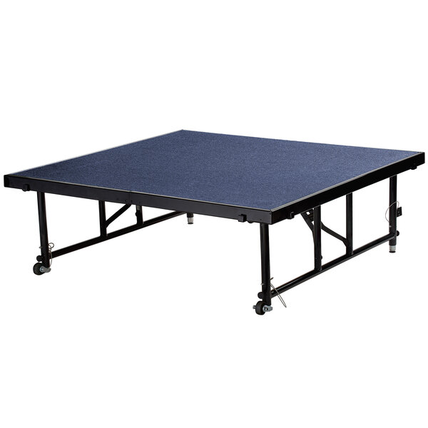 National Public Seating TFXS48482432C04 Transfix 48" x 48" Adjustable Portable Stage with Blue Carpet - 24" to 32" Height