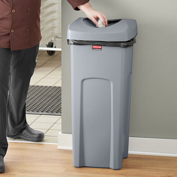 1123GY Grey Half Round Garbage Can with 23 Gallon Capacity