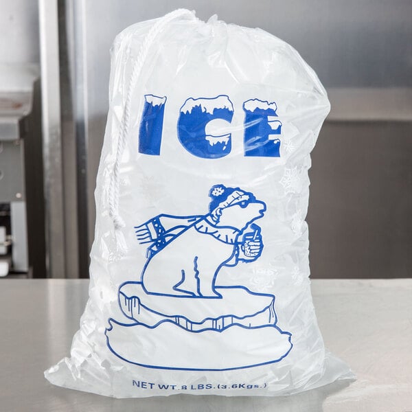 Ice Bags with Drawstring Heavy Duty Commercial Grade FBA8 lb Pack 500 