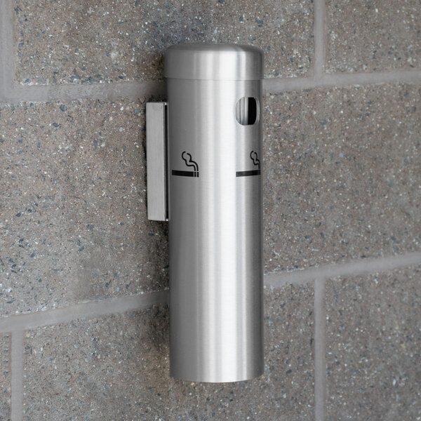 Aarco SS15W Satin Wall Mounted Cigarette / Ash Receptacle