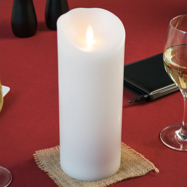 Sterno 60160 Mirage 9 1/2" White Programmable Flameless Flickering LED Candle - 4/Case
