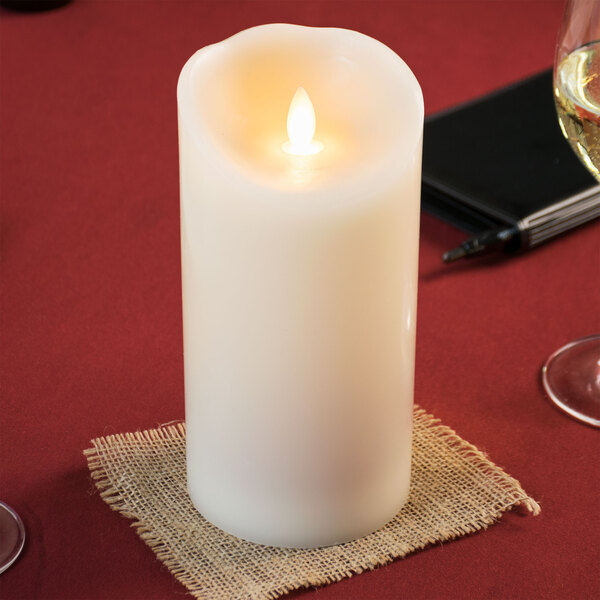 Sterno 60152 Mirage 7 1/2" Cream Programmable Flameless Flickering LED Candle - 6/Case