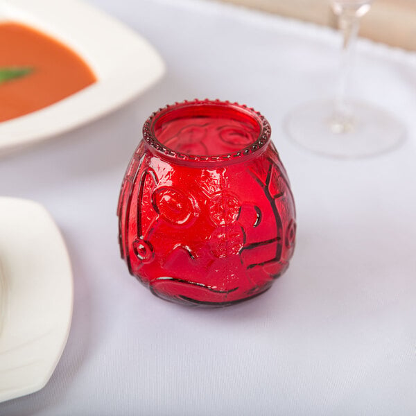 Sterno 40200 Euro-Lowboy 45 Hour Red Wax Filled Glass Candle - 12/Case
