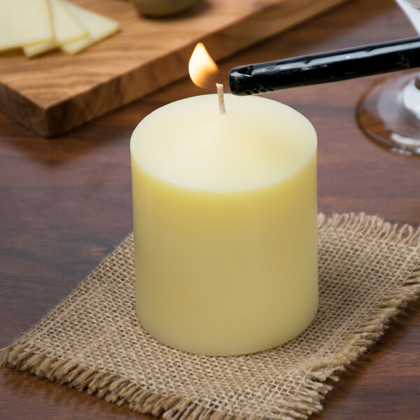 Hollowick 3" Ivory Wax Pillar Candle 12/Case