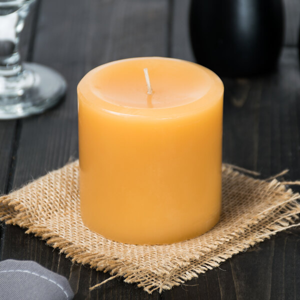 Sterno 40156 3 1/2" Beeswax Pillar Candle - 12/Case