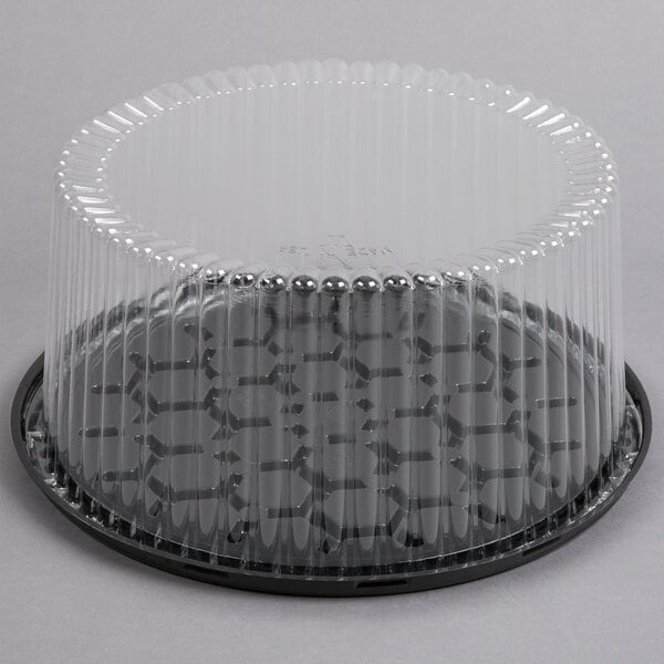 10" 2-3 Layer Disposable Cake Display Container with Clear Dome Lid 80-Pack 