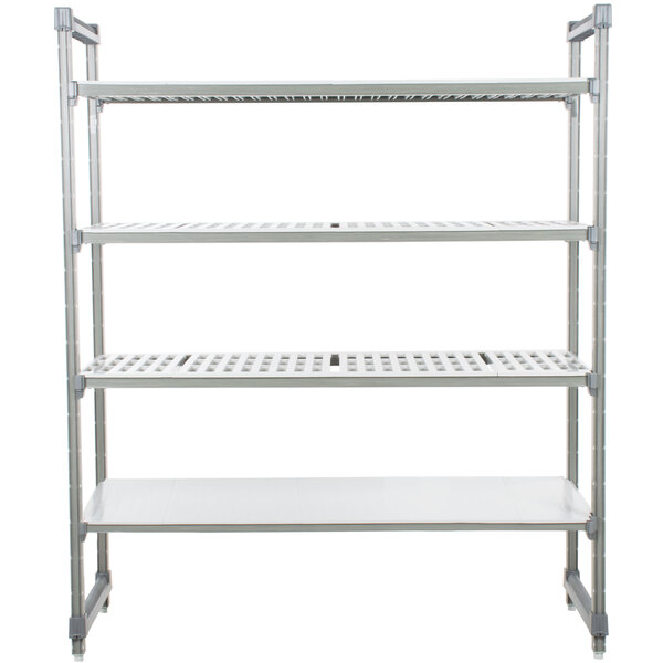 Cambro ESU217264VS4580 Camshelving® Elements Stationary Starter Unit with 3 Vented Shelves and 1 Solid Shelf - 21" x 72" x 64"