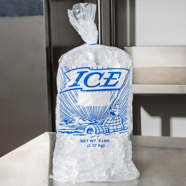 5 lb. Clear Plastic Ice Bag with Igloo Graphic - 1000/Bundle