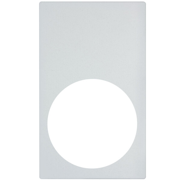 A white rectangular object with a white circle in the middle.