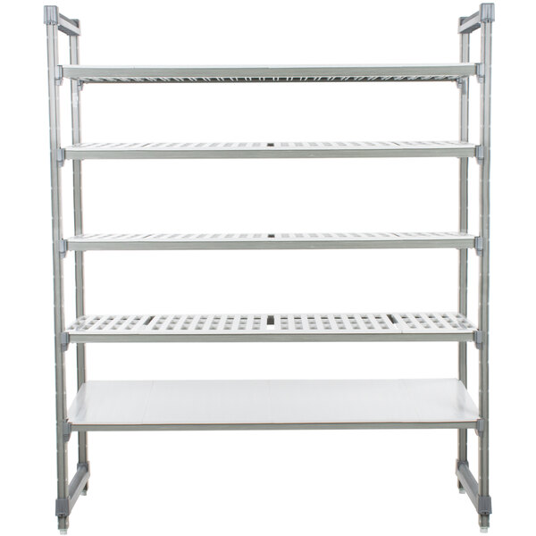 Cambro ESU182484VS5580 Camshelving® Elements Stationary Starter Unit with 4 Vented Shelves and 1 Solid Shelf - 18" x 24" x 84"