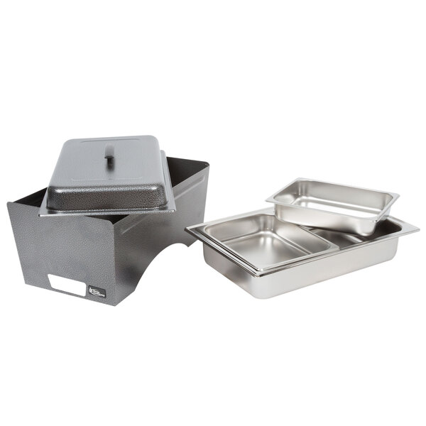 Sterno Silver Vein Stackable Chafer with Lid and 2 Half Size Pans
