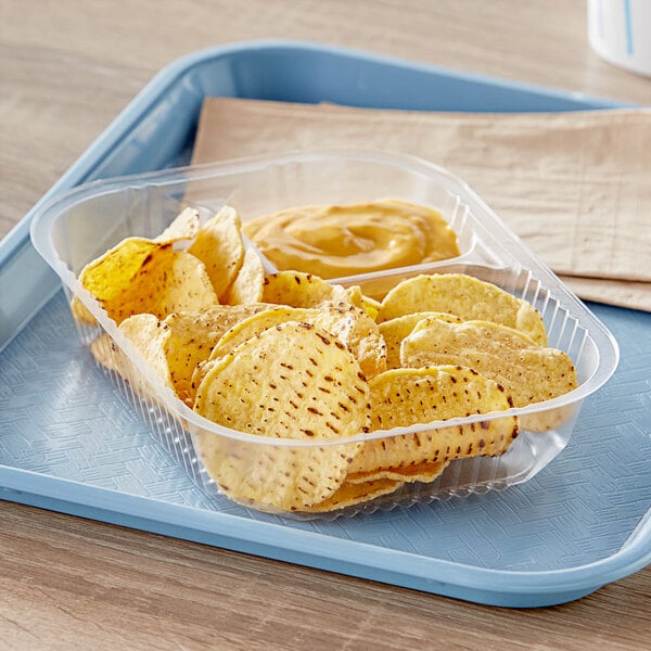 Carnival King Two Compartment Plastic Nacho Tray - 125/Pack