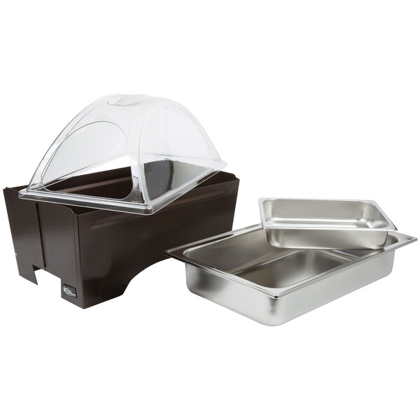 Sterno Copper Vein Fold Away Chafer with Clear Dome Cover and 2 Half Size Pans