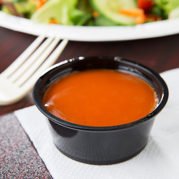 Choice 3.25 oz. Black Plastic Souffle Cup / Portion Cup 2500/Case