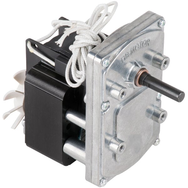 A close-up of the Avantco replacement motor for a conveyor toaster with a white wire.