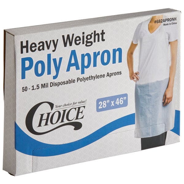2 Mil 50 Pieces Apron Plastic Disposable Heavy Weight White Poly