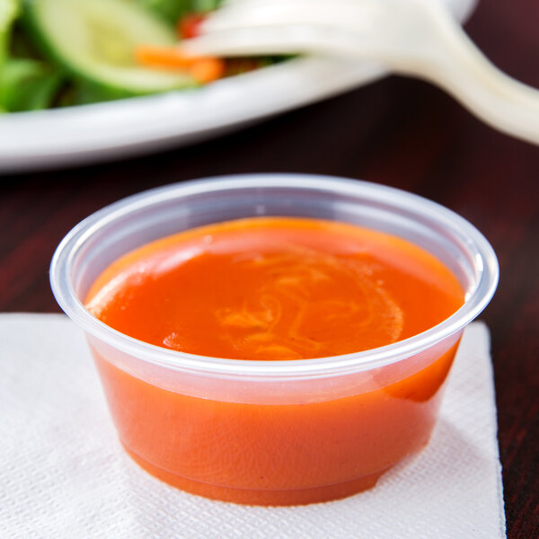 Choice 3.25 oz. Clear Plastic Souffle Cup / Portion Cup 100/Pack