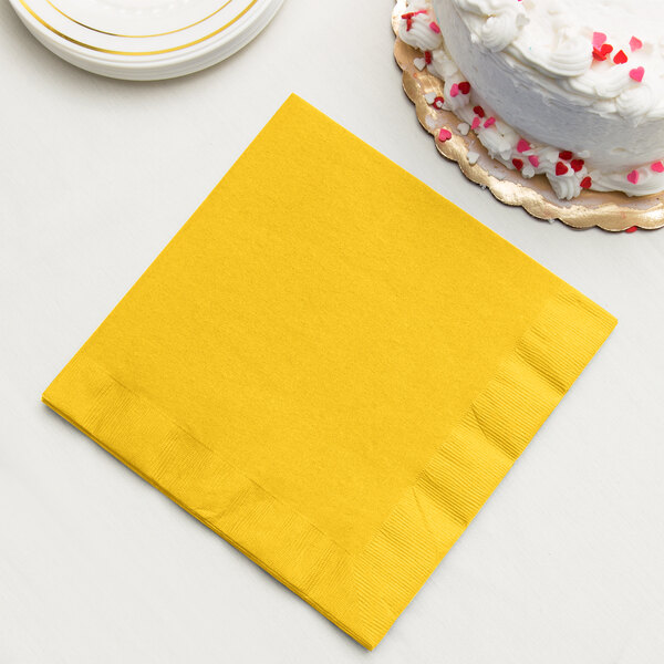 School Bus Yellow Paper Dinner Napkin, 3Ply Creative Converting